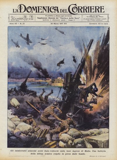 De ononderbroken Italiaans-Duitse luchtaanvallen op de Engelse basis van Malta door Achille Beltrame