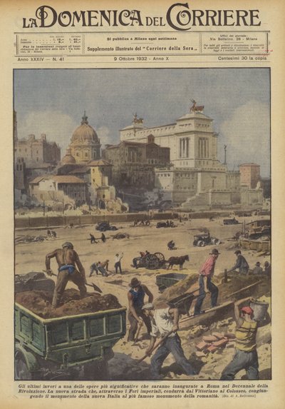 De laatste werkzaamheden aan een van de meest betekenisvolle werken die in Rome zullen worden ingehuldigd in het Decennium van de Revolutie door Achille Beltrame