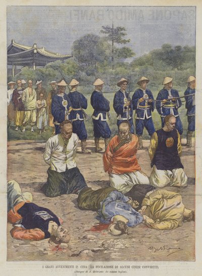 De Ernstige Gebeurtenissen in China, De Fusillade van Enkele Bekeerde Chinezen door Achille Beltrame