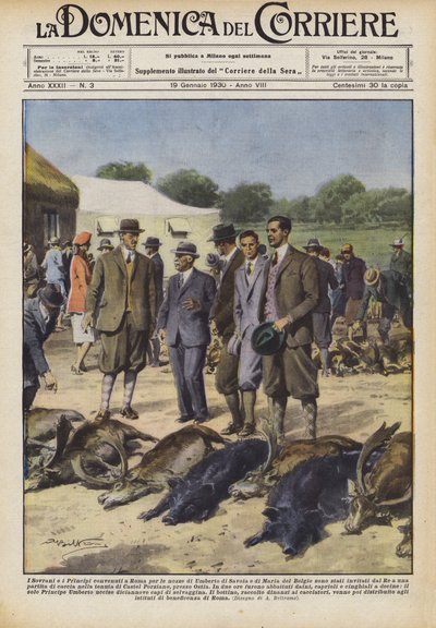 De koningen en prinsen die in Rome bijeenkwamen voor het huwelijk van Umberto van Savoye en Maria van België door Achille Beltrame