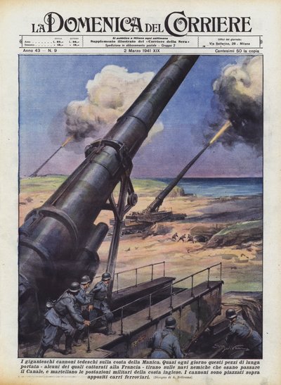 De gigantische Duitse kanonnen aan de kust van het Kanaal door Achille Beltrame