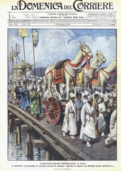 De pittoreske begrafenis van de keizer van Korea door Achille Beltrame
