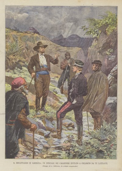 De banditisme in Sardinië, een officier van de carabinieri uitgenodigd voor een gesprek door een voortvluchtige door Achille Beltrame