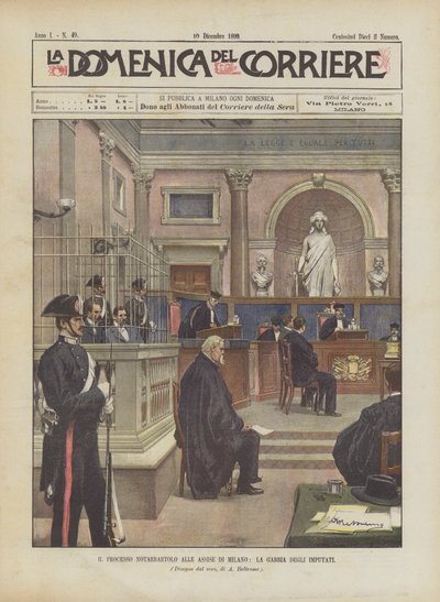 Het Notarbartolo-proces bij de Assisen van Milaan, de kooi van de beklaagden door Achille Beltrame