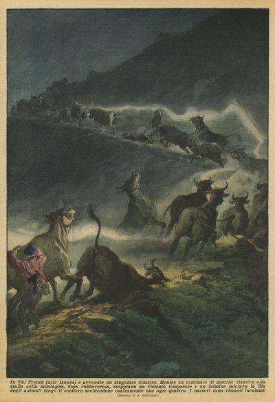 In Val Trenta (boven Isonzo) heeft zich een eigenaardig ongeluk voorgedaan door Achille Beltrame