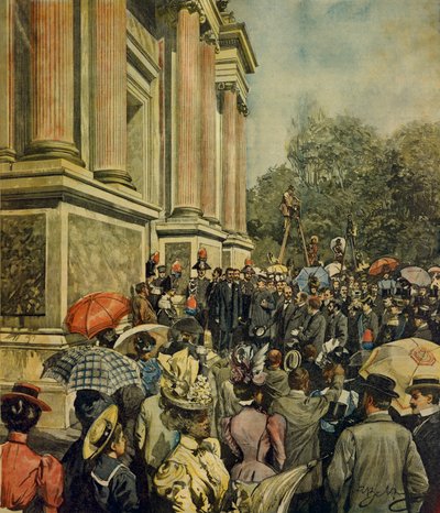Inhuldiging van de eerste Internationale Kunsttentoonstelling in Venetië, door Achille Beltrame (1871-1945), uit La Domenica del Corriere, 30 april 1899 door Achille Beltrame