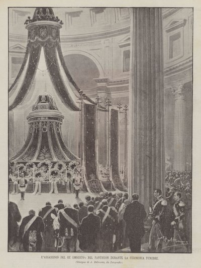 De Moord op Koning Umberto, in het Pantheon Tijdens de Begrafenisceremonie door Achille Beltrame