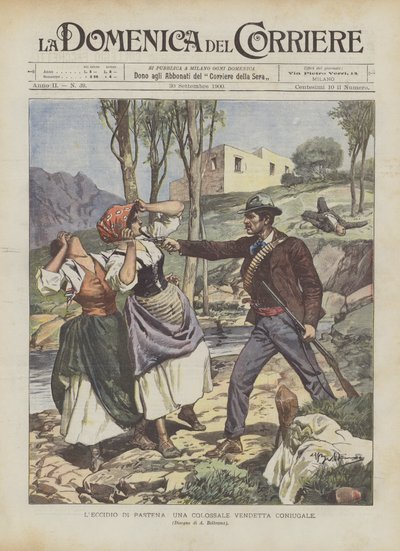 Het bloedbad van Pastena, een kolossale echtelijke wraak door Achille Beltrame