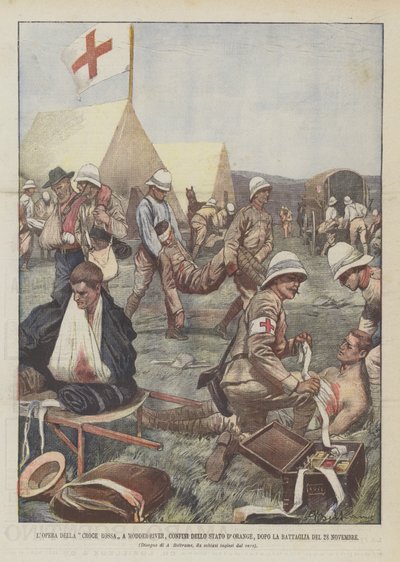 Het werk van het Rode Kruis bij Modder-River, grenzen van de Oranje Vrijstaat, na de slag van 28 november door Achille Beltrame