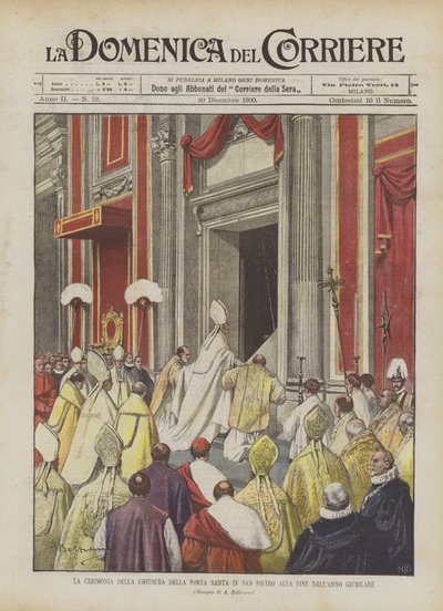 De ceremonie van de sluiting van de Heilige Deur in Sint-Pieter aan het einde van het Jubeljaar door Achille Beltrame