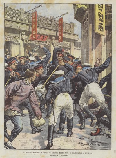 De Europese beschaving in China, een episode uit het garnizoensleven in Peking door Achille Beltrame