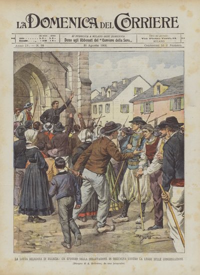 De religieuze strijd in Frankrijk, een episode van de opstand in Bretagne tegen de congregatiewet door Achille Beltrame