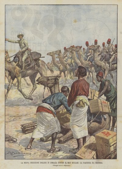 De nieuwe Engelse expeditie naar Somalië tegen de Mad Mullah, het vertrek uit Berbera door Achille Beltrame