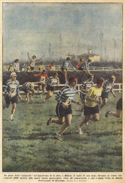 De gazellenrace op de renbaan van San Siro, in Milaan door Achille Beltrame