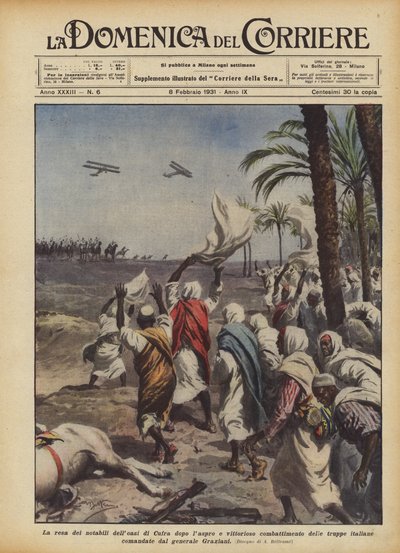 De overgave van de notabelen van de oase van Cufra na de bittere en glorieuze strijd van de troepen door Achille Beltrame