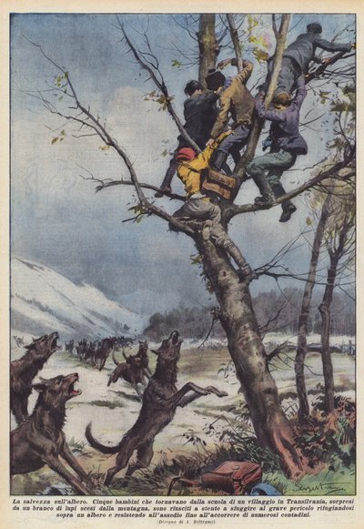 De redding in de boom door Achille Beltrame
