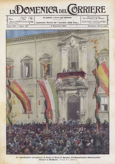 De enthousiaste ontvangst van Rome voor de koningen van Spanje door Achille Beltrame