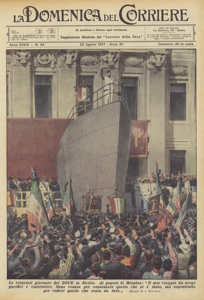 De triomfantelijke dagen van de Duce in Sicilië door Achille Beltrame