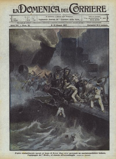 De epische zeeslag bij Dover door Achille Beltrame