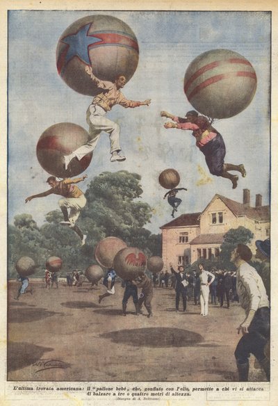 De laatste Amerikaanse vondst, de babyballon die, opgeblazen met helium, iemand kan laten zweven? door Achille Beltrame