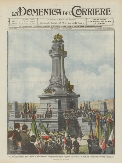 Op de tiende verjaardag van de dood van koning Umberto, inwijding van de boetekapel, in Monza door Achille Beltrame