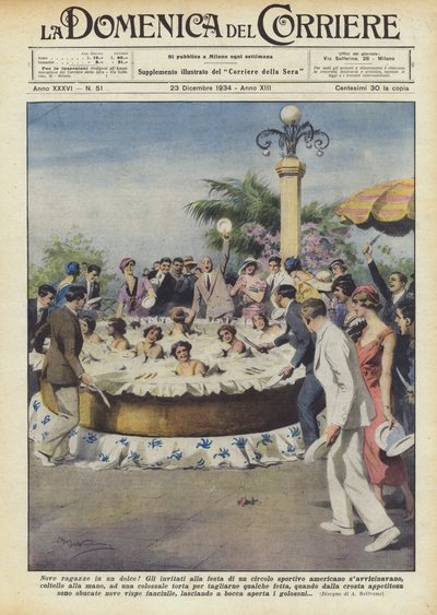 Negen meisjes in een dessert! door Achille Beltrame