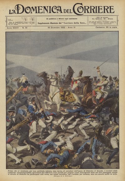 Voordat het begon, voor een Duitse film, een cavaleriecharge uit de tijd van Frederik door Achille Beltrame