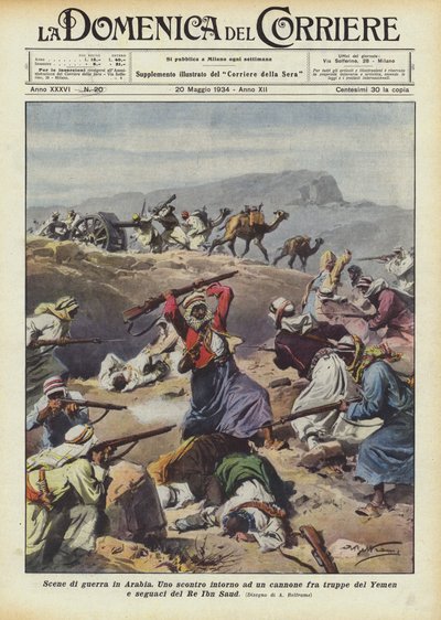Oorlogsscènes in Arabië door Achille Beltrame
