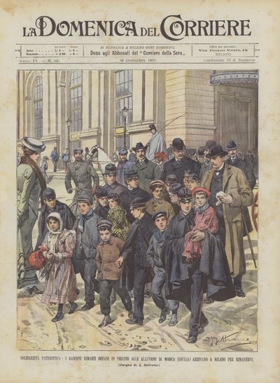 Patriottische solidariteit, de kinderen die wees zijn geworden door de overstromingen in Modica ? door Achille Beltrame