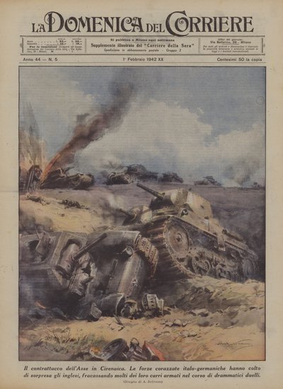 De tegenaanval van de Asmogendheden in Cyrenaica door Achille Beltrame