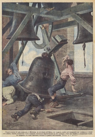 Tragische instorting van een klok door Achille Beltrame