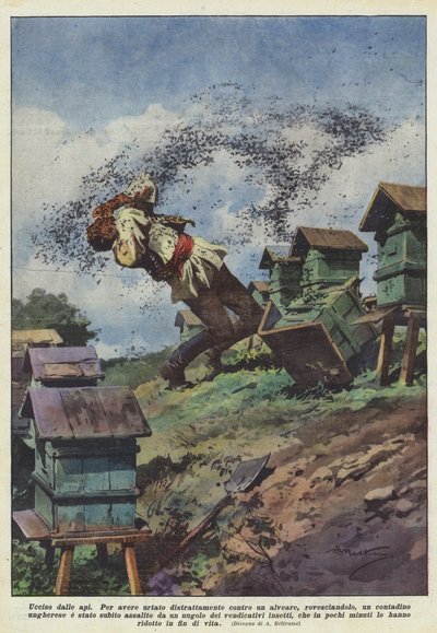 Gedood door bijen door Achille Beltrame