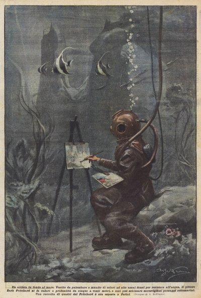 Een kunstenaar op de bodem van de zee door Achille Beltrame