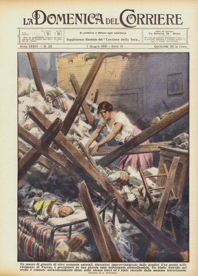 Een granieten rotsblok van meer dan zestig kwintalen, plotseling losgekomen van de hellingen van een door Achille Beltrame