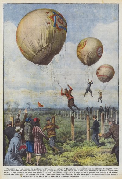 Een nieuwe Amerikaanse sport in Engeland, ballon springen door Achille Beltrame