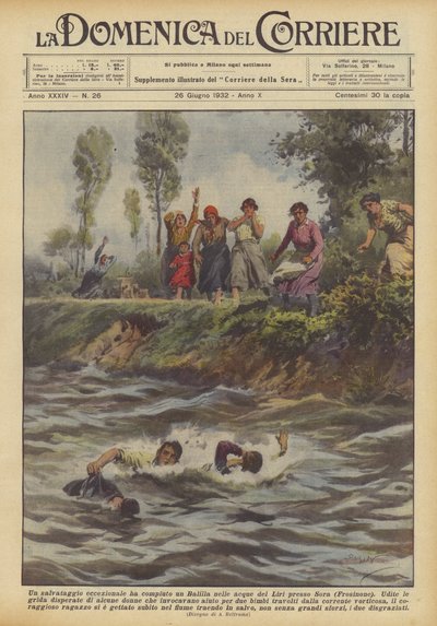 Een uitzonderlijke redding werd uitgevoerd door een Balilla in de wateren van de Liri bij Sora (Frosinone) door Achille Beltrame