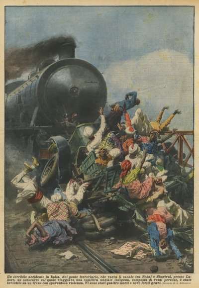 Een vreselijk ongeluk in India door Achille Beltrame