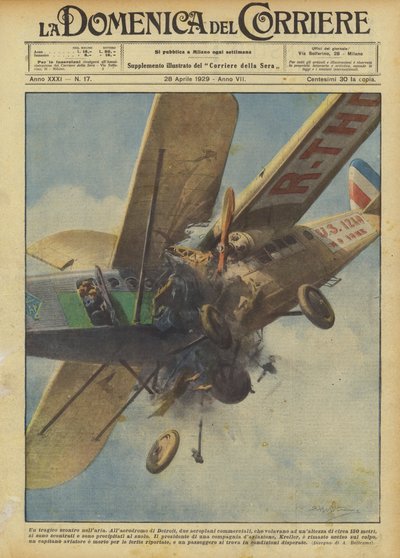 Een tragische luchtbotsing door Achille Beltrame
