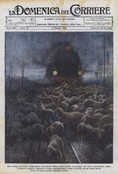 Een slachting van schapen door Achille Beltrame
