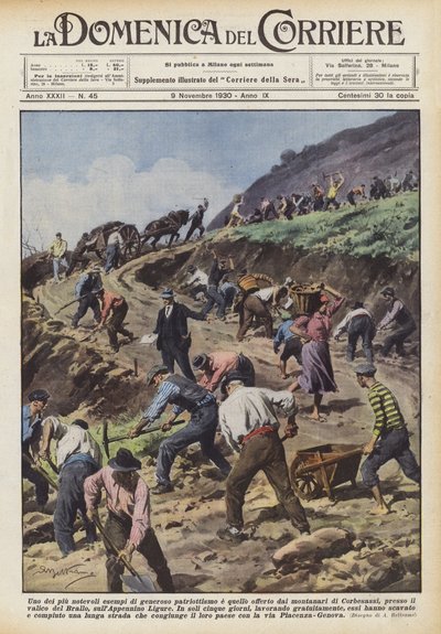 Een van de meest opmerkelijke voorbeelden van genereus patriottisme is dat van de bergbewoners van Corbesassi... door Achille Beltrame