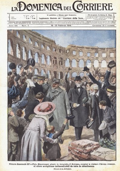 Vittorio Emanuele III in Pula door Achille Beltrame