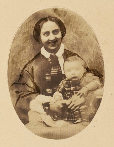 [Portret van Marie Devéria met haar zoon]. door Achille Devéria
