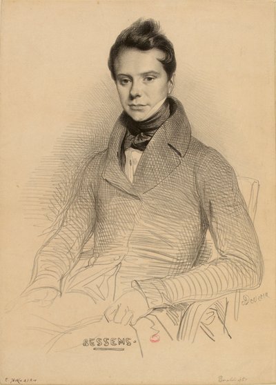 Portret van de violist en componist Antoine Bessems 1806-1868, 1832 door Achille Devéria