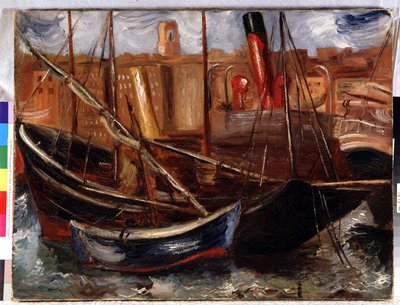 Boten in de oude haven van Marseille door Achille Emile Othon Friesz