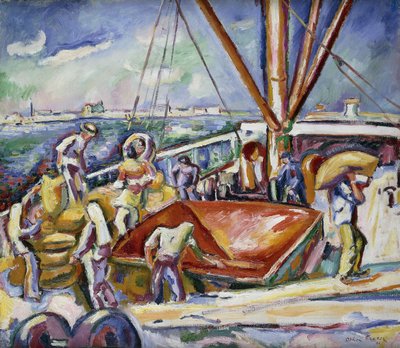 Dockers in de Haven, Anvers door Achille Emile Othon Friesz