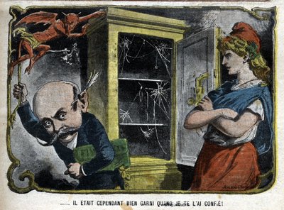 Het was echter goed gevuld toen ik het je gaf, cartoon met Pierre Marie René Waldeck-Rousseau (Waldeck Rousseau) (1846-1904), een Franse politicus die in 1901 niet in staat was de nationale begroting af te ronden. Cartoon van Lemot door Achille Lemot