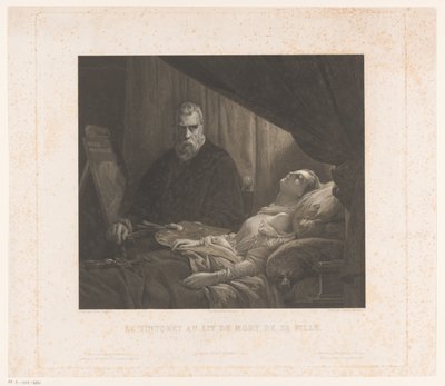 Il Tintoretto portretteert zijn dochter op haar sterfbed door Achille Louis Martinet