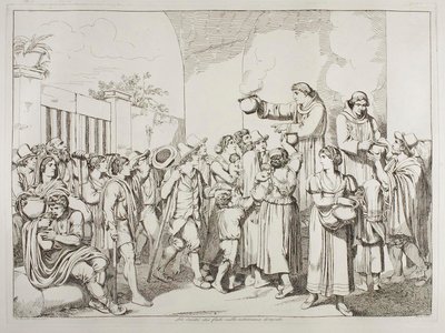 De aalmoezen van de monniken door Achille Pinelli