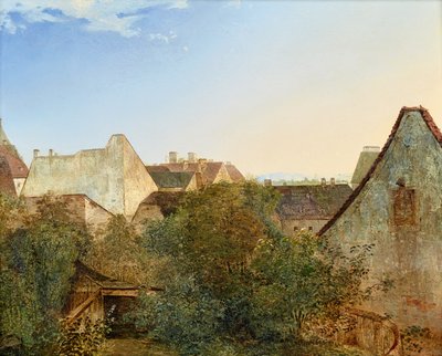 Uitzicht over Weense voorstadshuizen (Beatrixgasse) door Adalbert Stifter