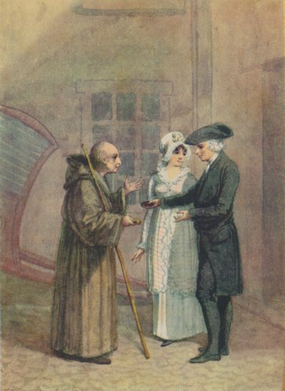 Yorik, de monnik en Madame L- in de binnenplaats van de herberg in Calais, ca. 1760s, 1942 door Adam Buck